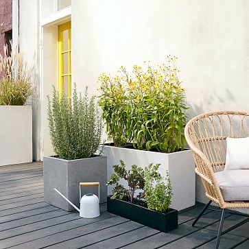 Cityscape Ficonstone Tabletop Planter, Rectangle, 5"W x 24"D x 4.75"H, Black - Image 1