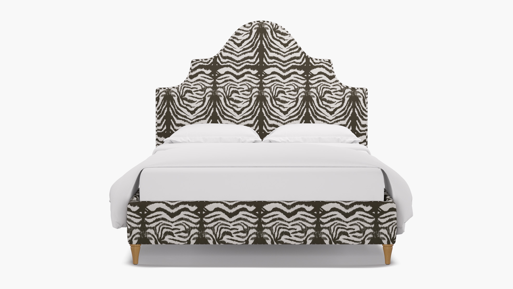 Statement Bed, Zebra, Natural Decorative Tapered Leg, Queen - Image 0