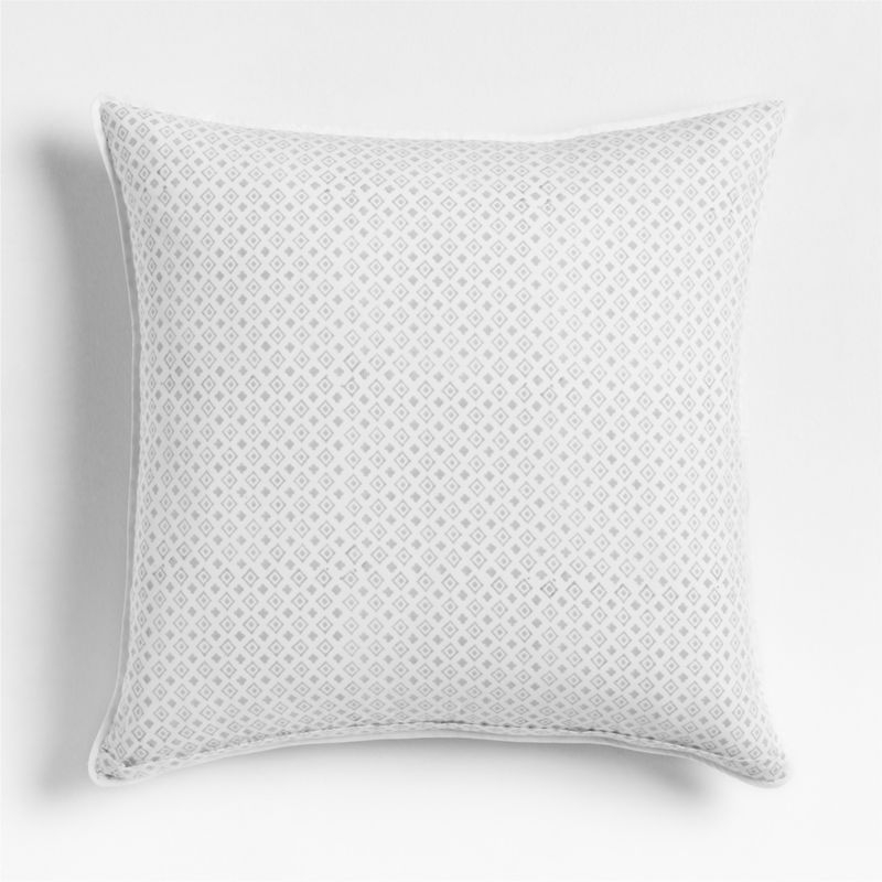 Washed Cotton 23x23 Ruka Blue Floral Reversible Hand Printed Throw Pillow Cover - Image 1