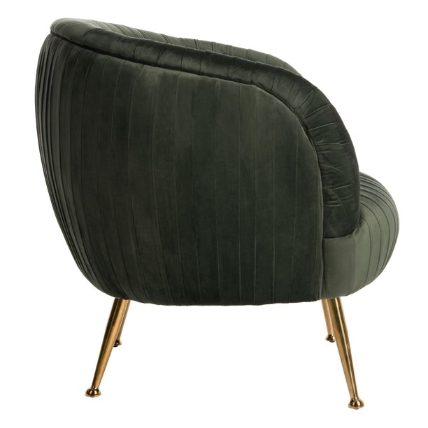Discontinued - Patrice Shell Accent Chair, Olive Green Leather - Image 2