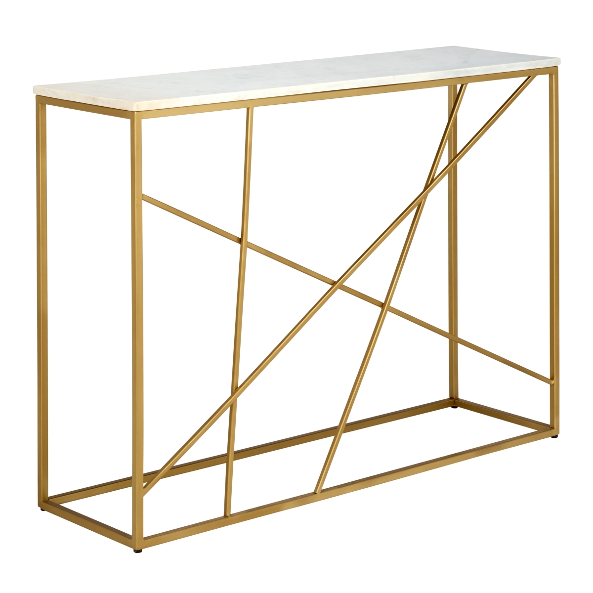 Lumen Marble Console Table - White Marble / Gold - Safavieh - Image 6