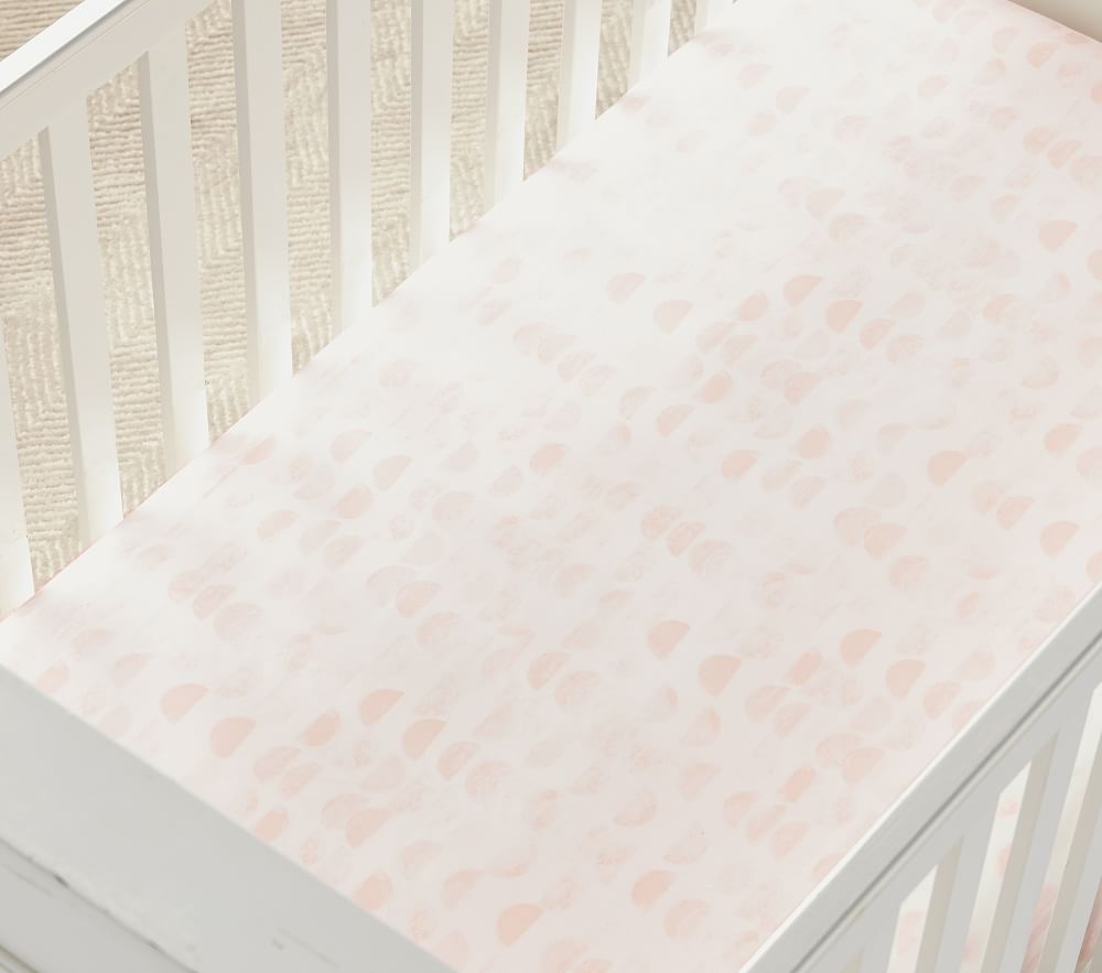 Organic Half Moon Crib Fitted Sheet, Blush, WE Kids - Image 0