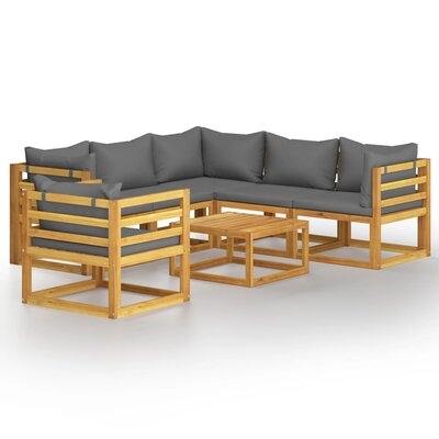 Latitude Run® 7 Piece Garden Lounge Set With Cushion Solid Acacia Wood - Image 0