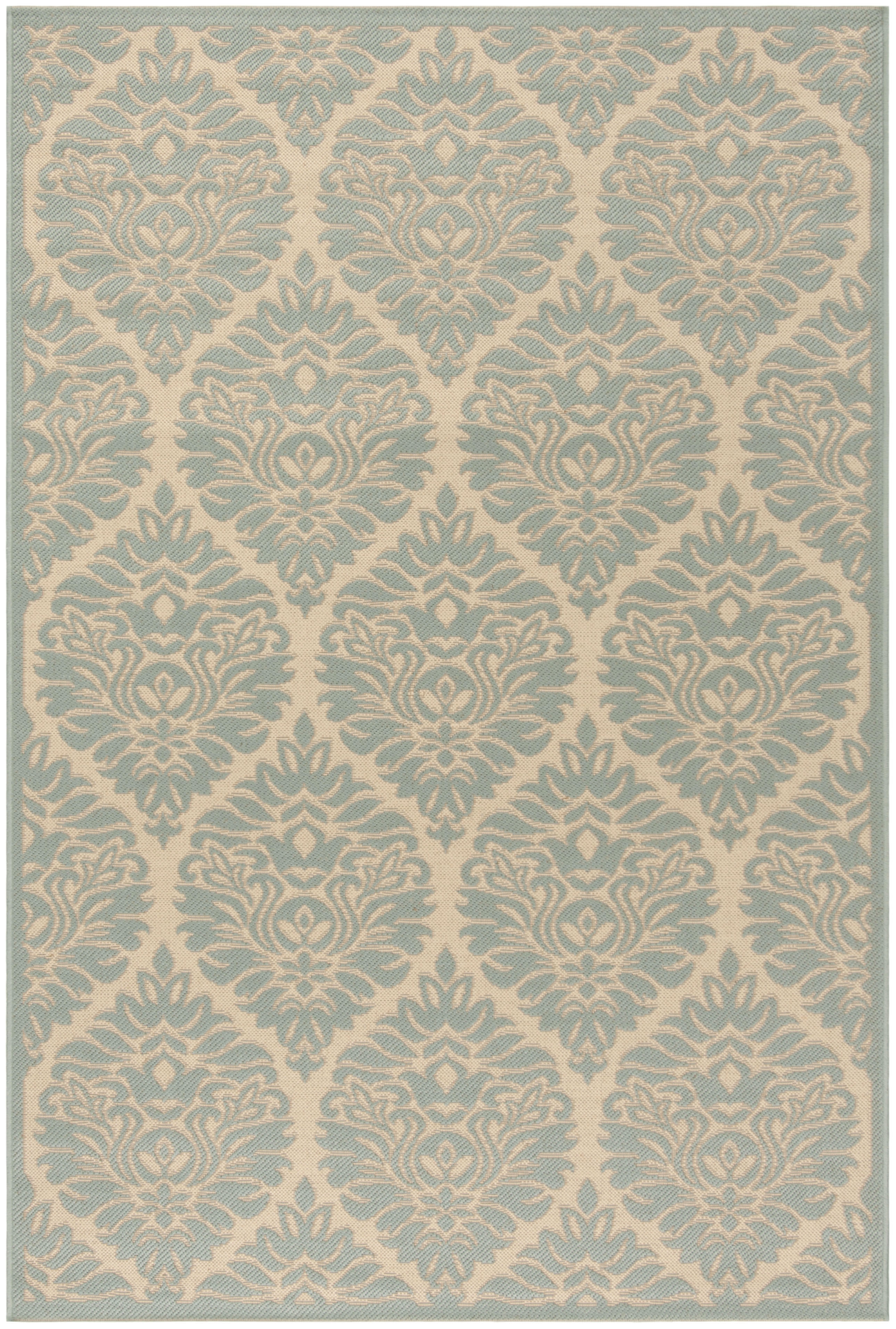 Arlo Home Indoor/Outdoor Woven Area Rug, LND135L, Cream/Aqua,  5' 1" X 7' 6" - Image 0