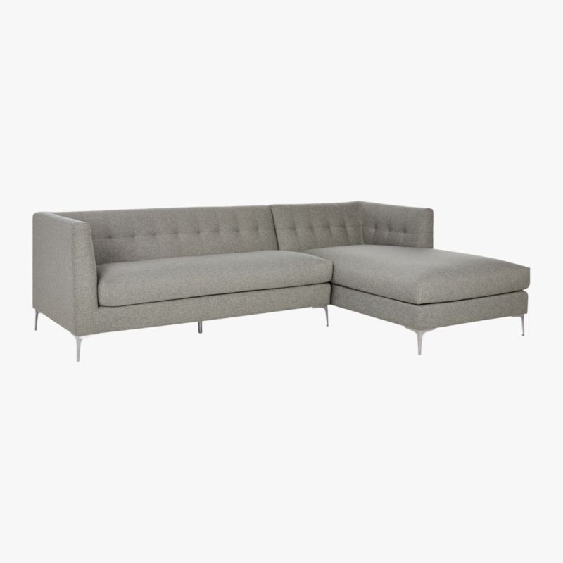 Holden 2-Piece Tufted Sectional Loveseat Angel Pewter - Image 3