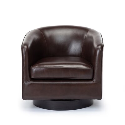 Cathy 28.5" W Top Grain Leather Swivel Barrel Chair - Image 0