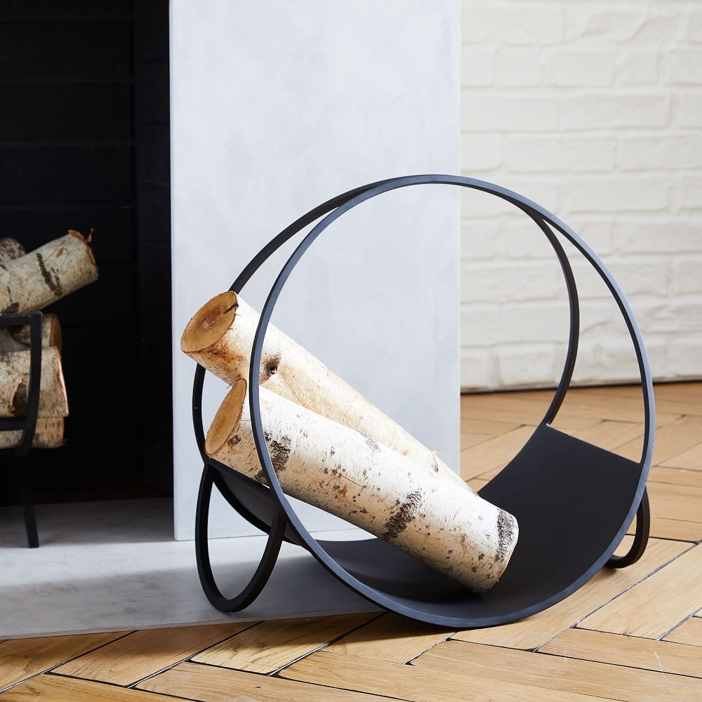Graphic Metal Fireplace Firewood Holder - Black - Image 0