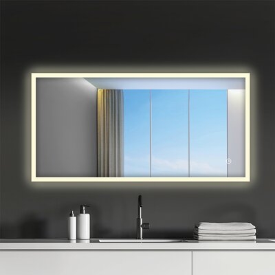 Latitude Run® 30X36 Round Aluminum Bathroom Mirror With LED Lighting (Touch Sensor) Anti-Fog, Warm/Cool Light Feature. - Image 0