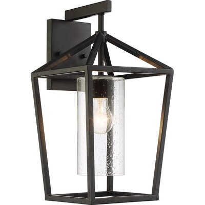 Alicia Matte Black Seeded Glass Outdoor Wall Lantern