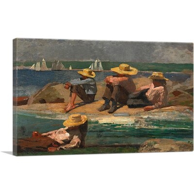 ARTCANVAS Children On The Beach Watching The Tide Go Out 1873 Canvas Art Print By Winslow Homer - Image 0