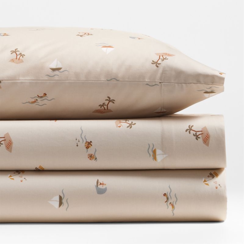 Stay Cool Beach Scene Organic Cotton Kids Pillowcase - Image 2