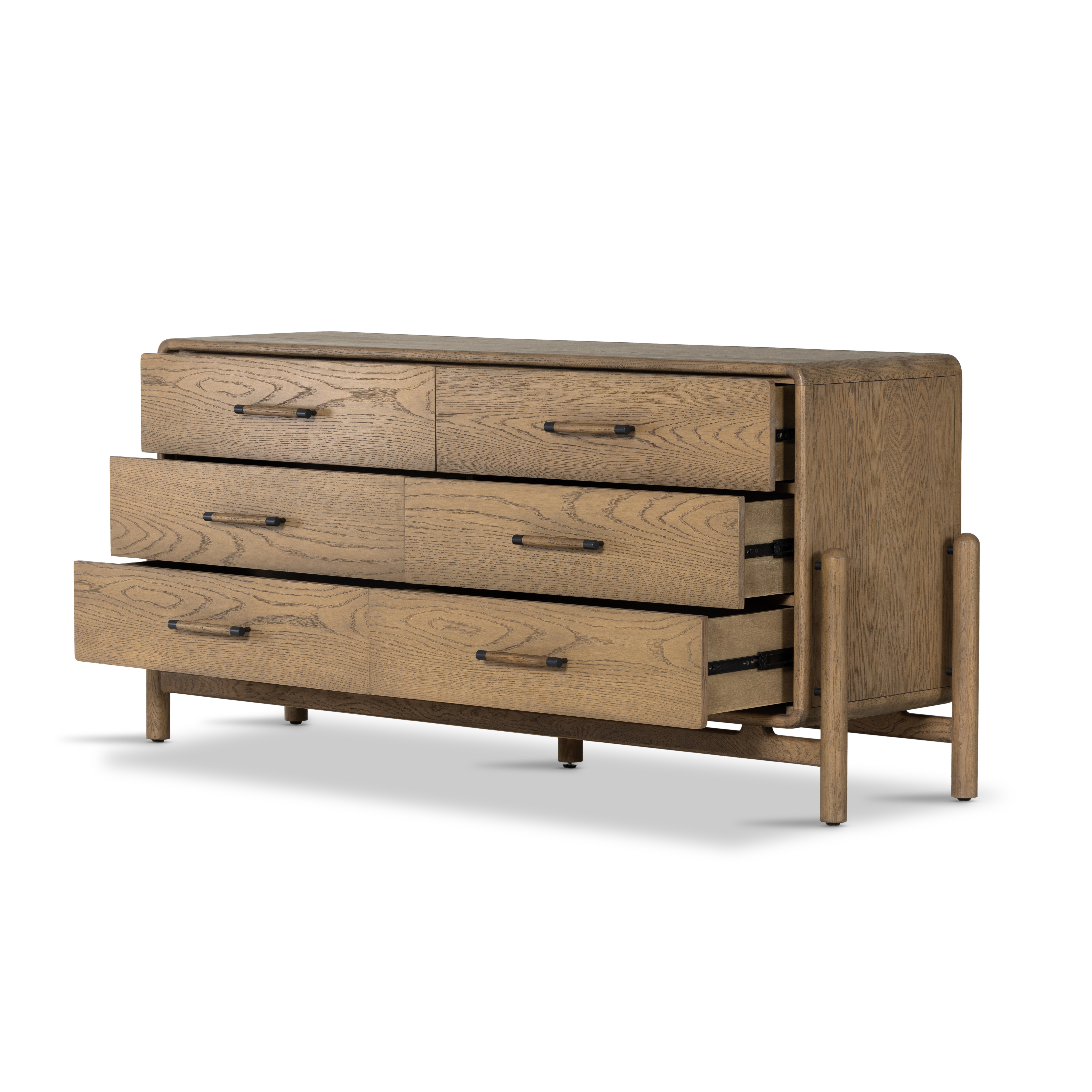 Caroline 6 Drawer Dresser-Smoked Oak - Image 4