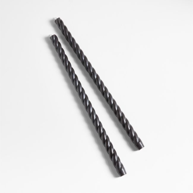 Black 18" Twisted Taper Candles, Set of 2 - Image 0