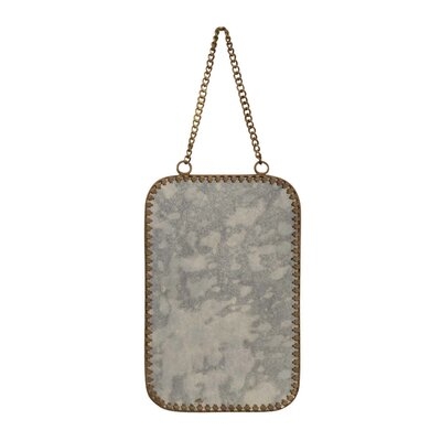 Niantic Hanging Metal Framed Antiqued Mirror With Chain, Antique Brass Finish - Image 0