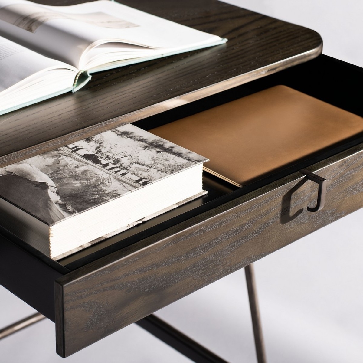 Ferrell Modern Wood Desk - Dark Walnut  - Safavieh - Image 3