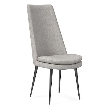 Finley High Back Dining Chair, Performance Coastal Linen, Slate, Gunmetal - Image 0
