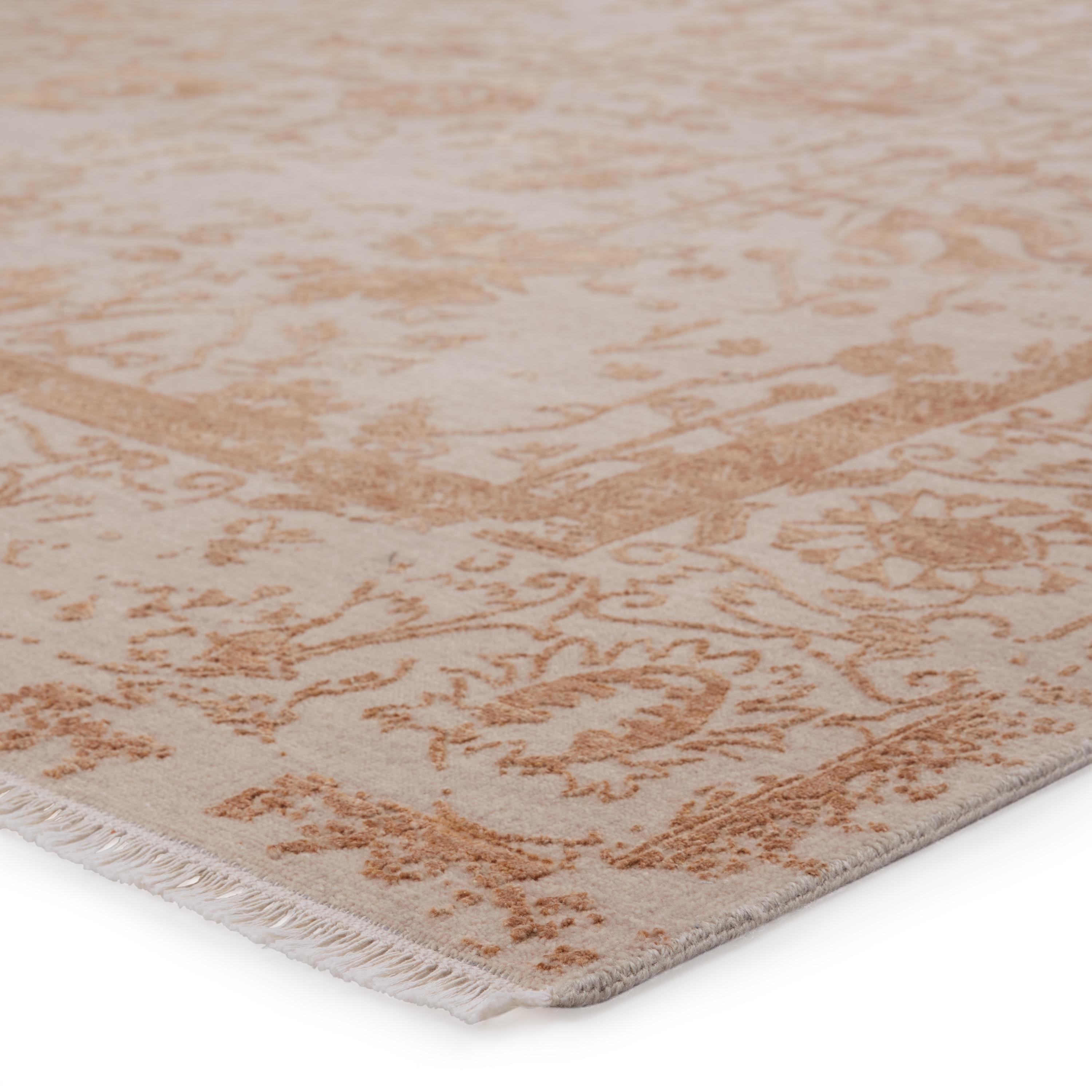 Minett Hand-Knotted Floral Gold/ Light Gray Area Rug (9'X12') - Image 1