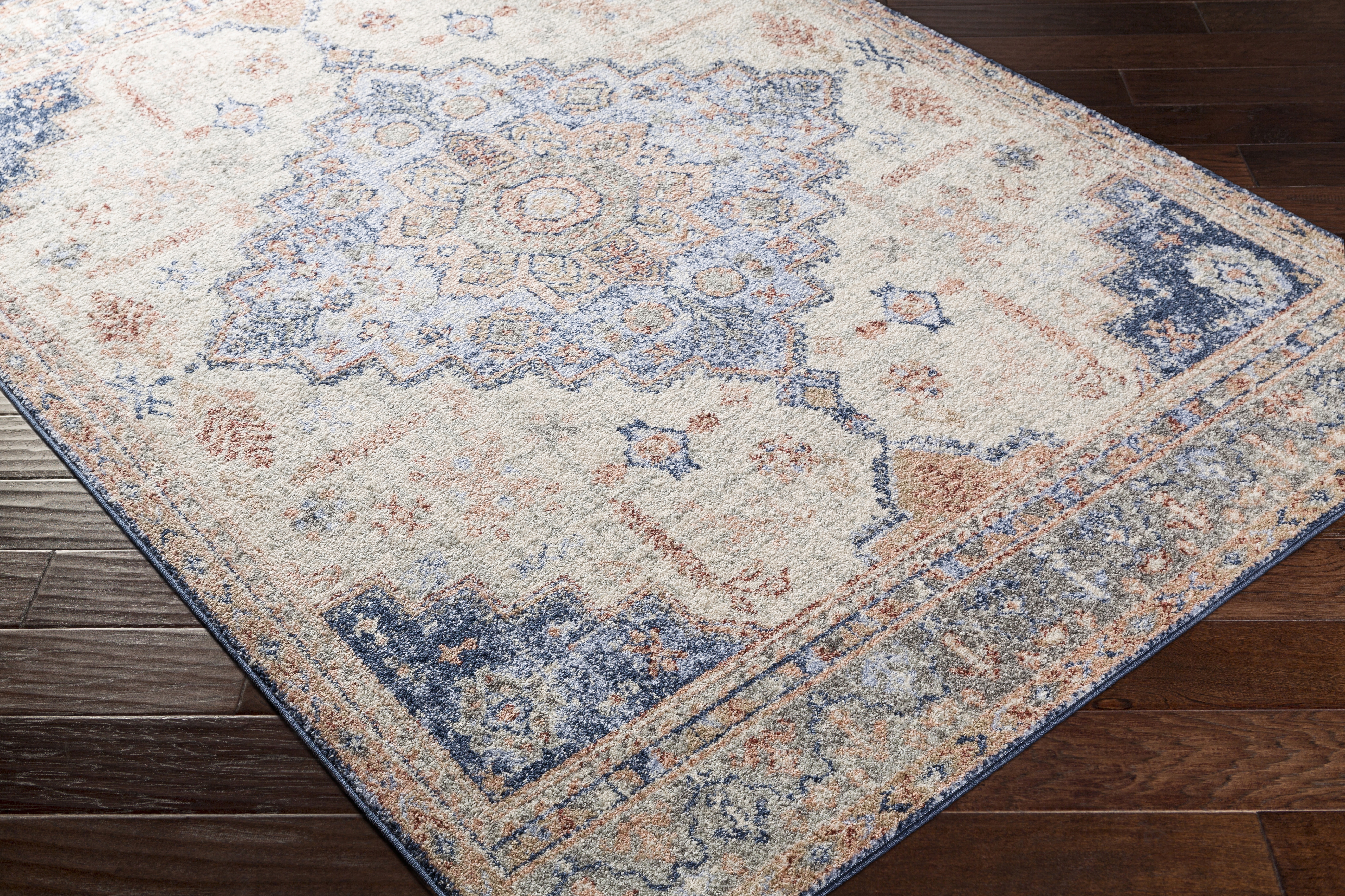 Murat Blue Indoor 6'7" x 9' Machine Woven Rug - Image 3