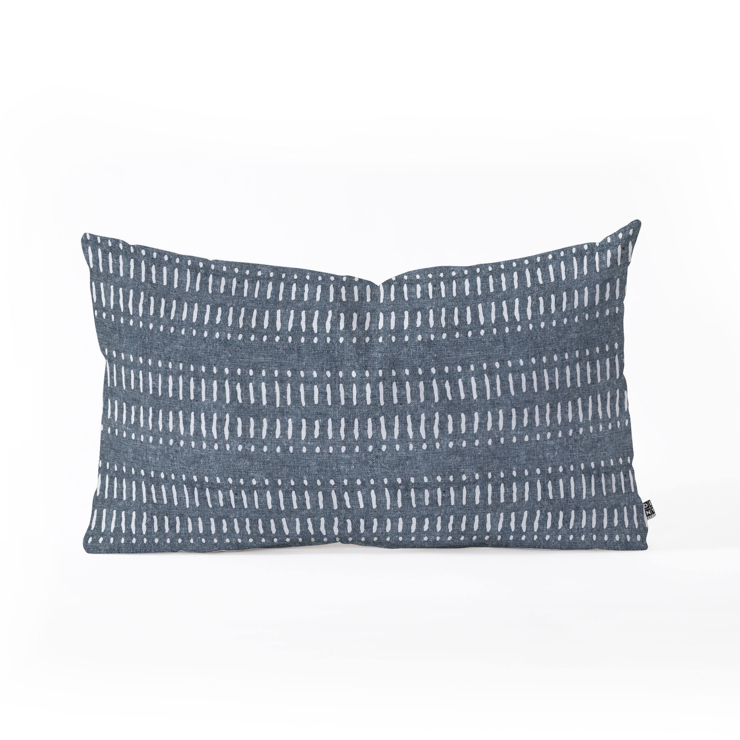 Dash Dot Stripe Navy by Little Arrow Design Co - Oblong Throw Pillow 24" x 13" - Image 0