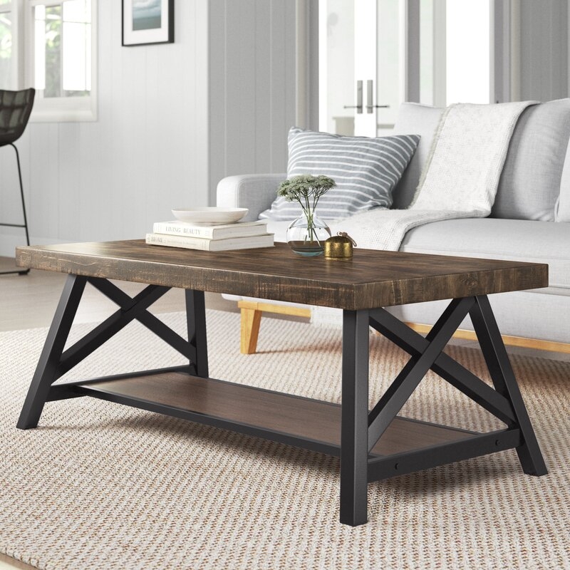 Isakson Trestle Coffee Table with Storage - Image 3