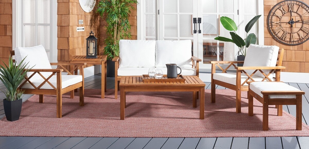Loanna 6Pc Outdoor Living Set - Natural/Beige - Safavieh - Image 1