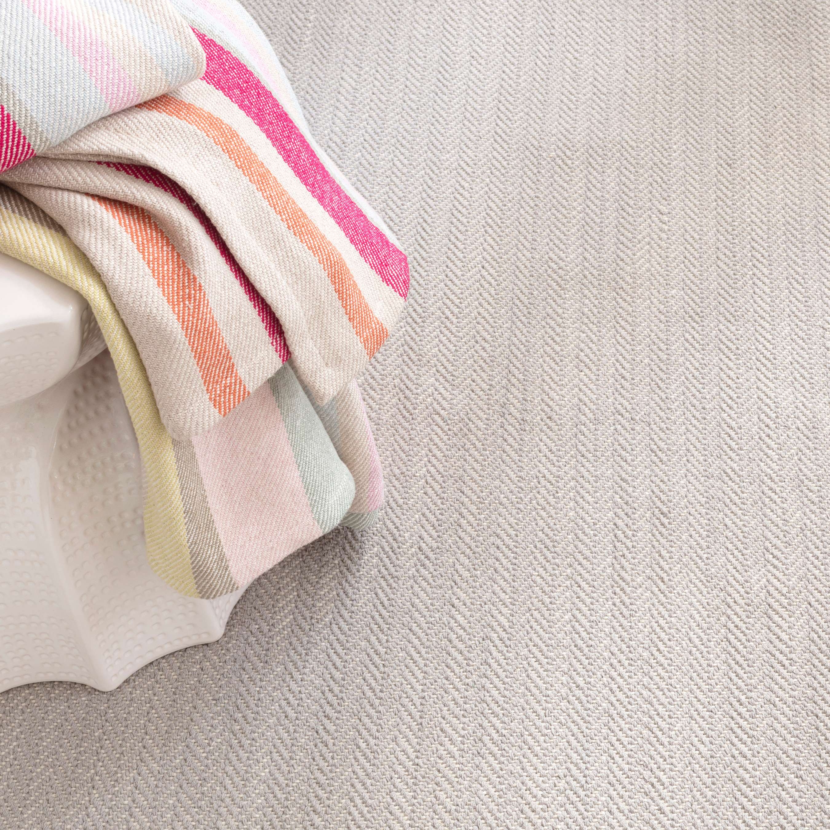 Herringbone Dove Grey Handwoven Cotton Rug - Image 1
