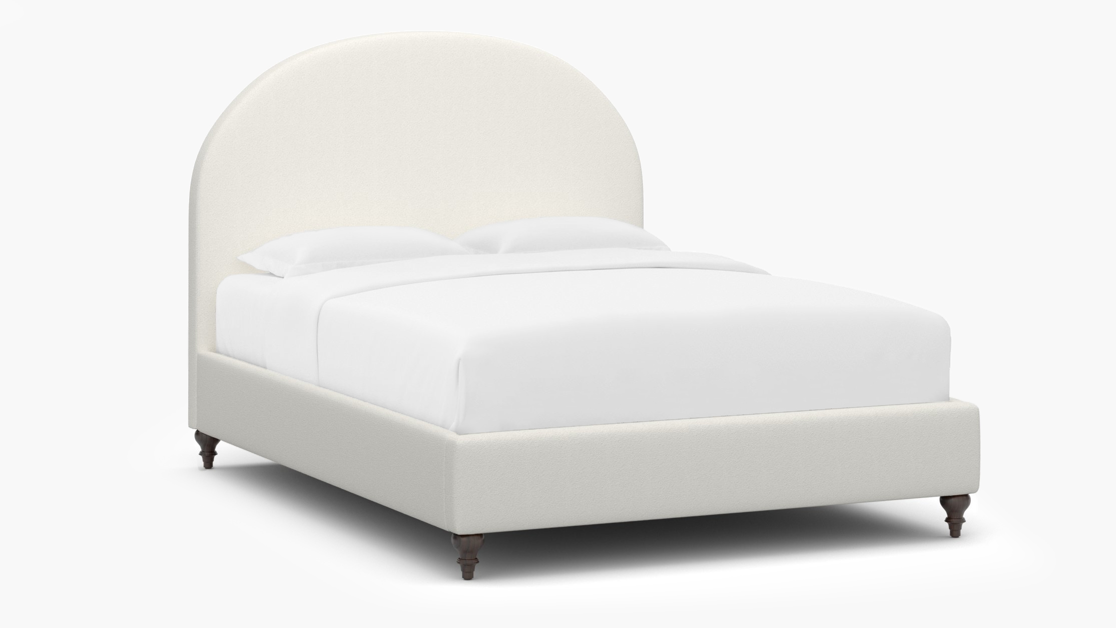 Demilune Bed, Snow Boucle, Espresso Traditional Turned Leg, King - Image 1