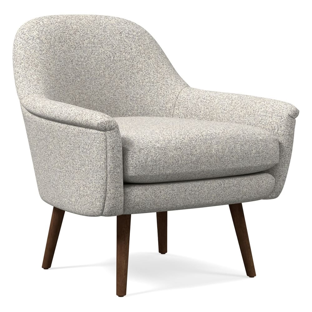 Phoebe Midcentury Chair, Poly, Chenille Tweed, Storm Gray, Pecan - Image 0