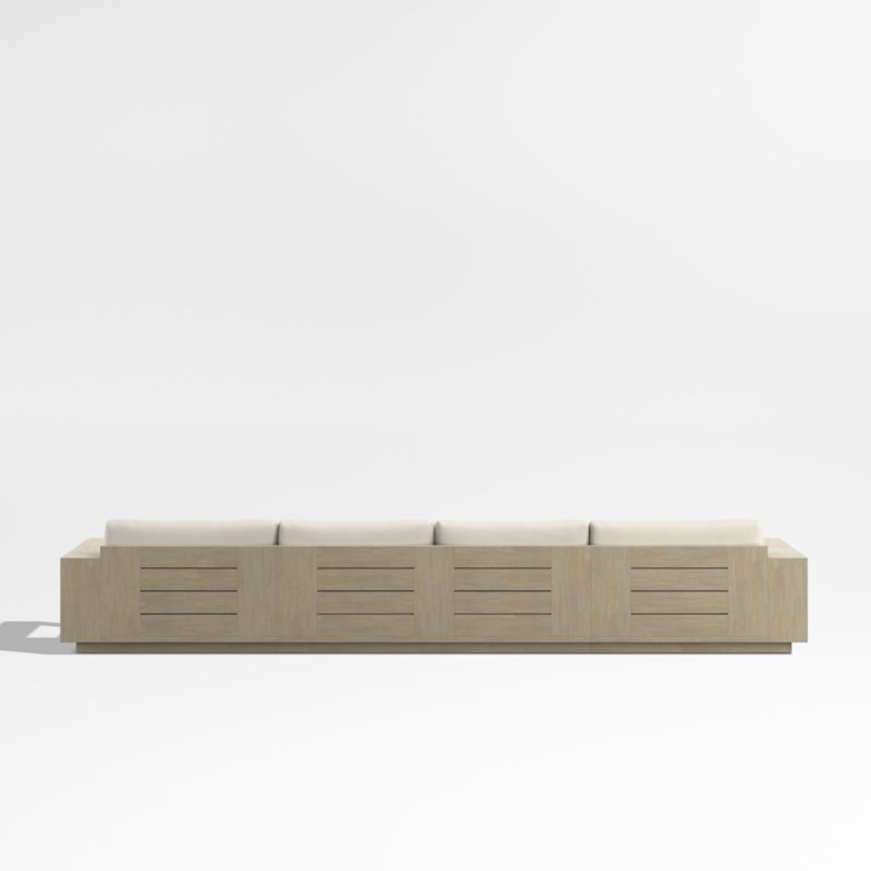 Mallorca Wood Double-Chaise Outdoor Sectional Sofa with Ivory Cushions - Image 3