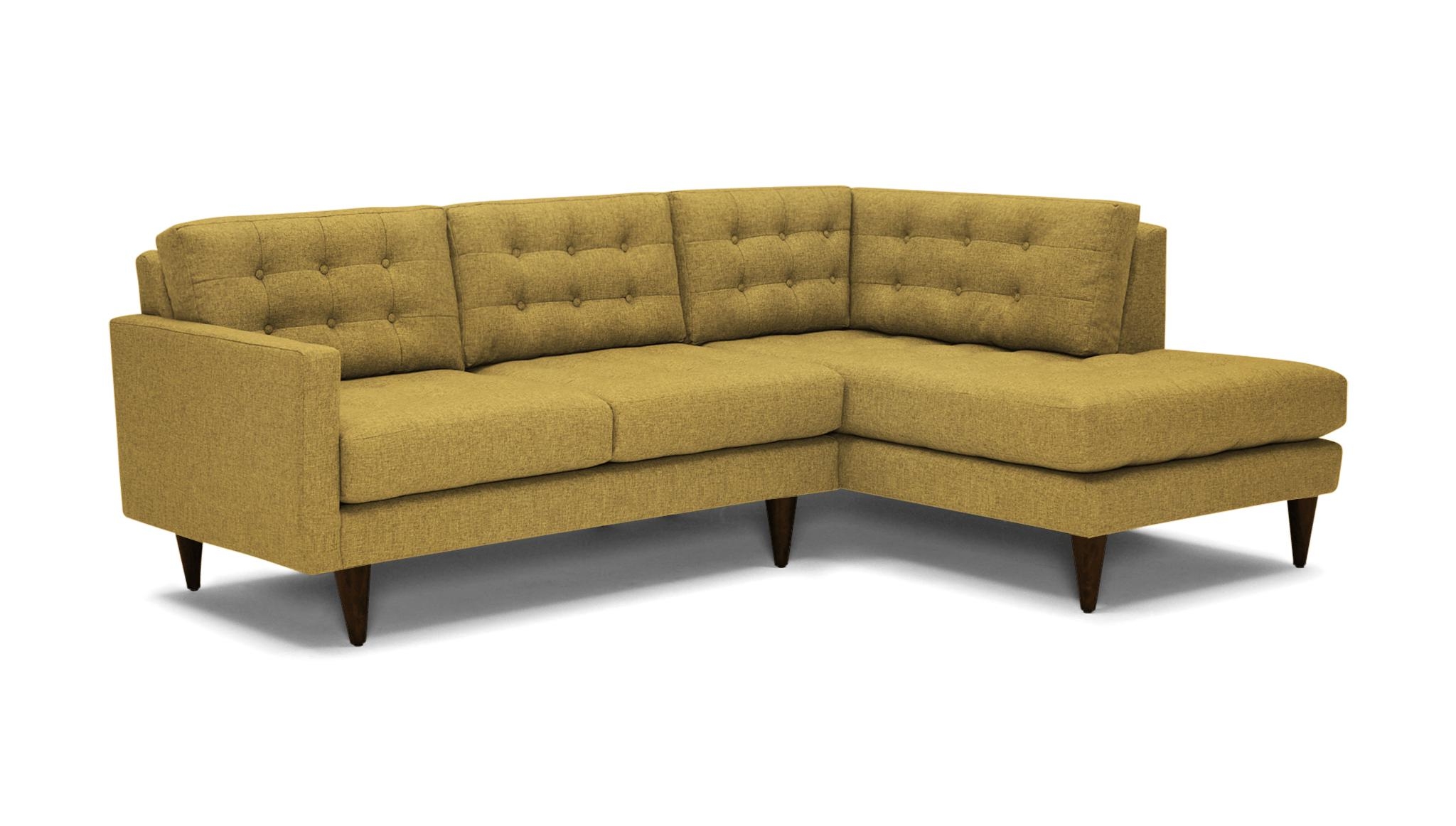Yellow Eliot Mid Century Modern Apartment Sectional with Bumper - Marin Sunflower - Mocha - Left - Image 1