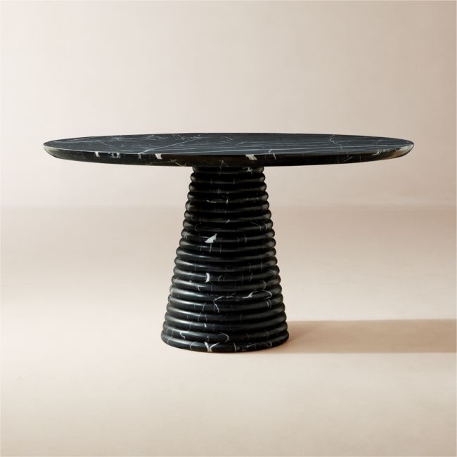 Taza 54" Round Black Marble Dining Table - Image 0