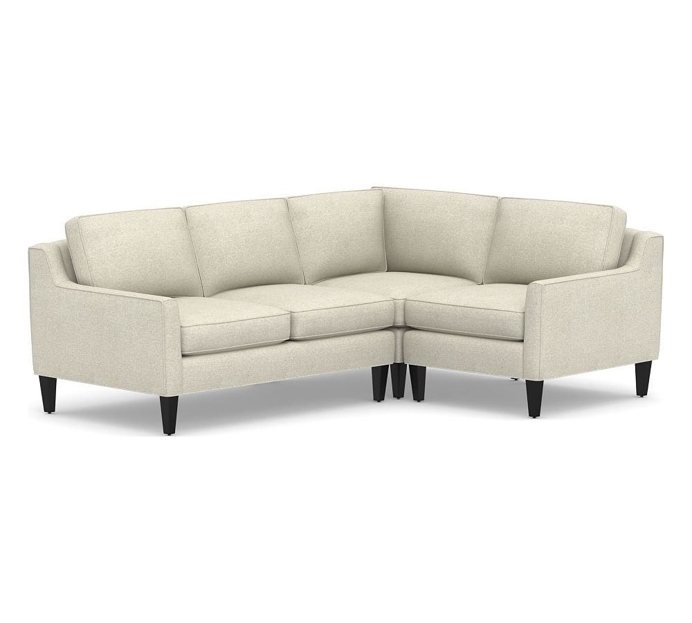Beverly Upholstered Left Arm 3-Piece Corner Sectional, Polyester Wrapped Cushions, Performance Heathered Basketweave Alabaster White - Image 0