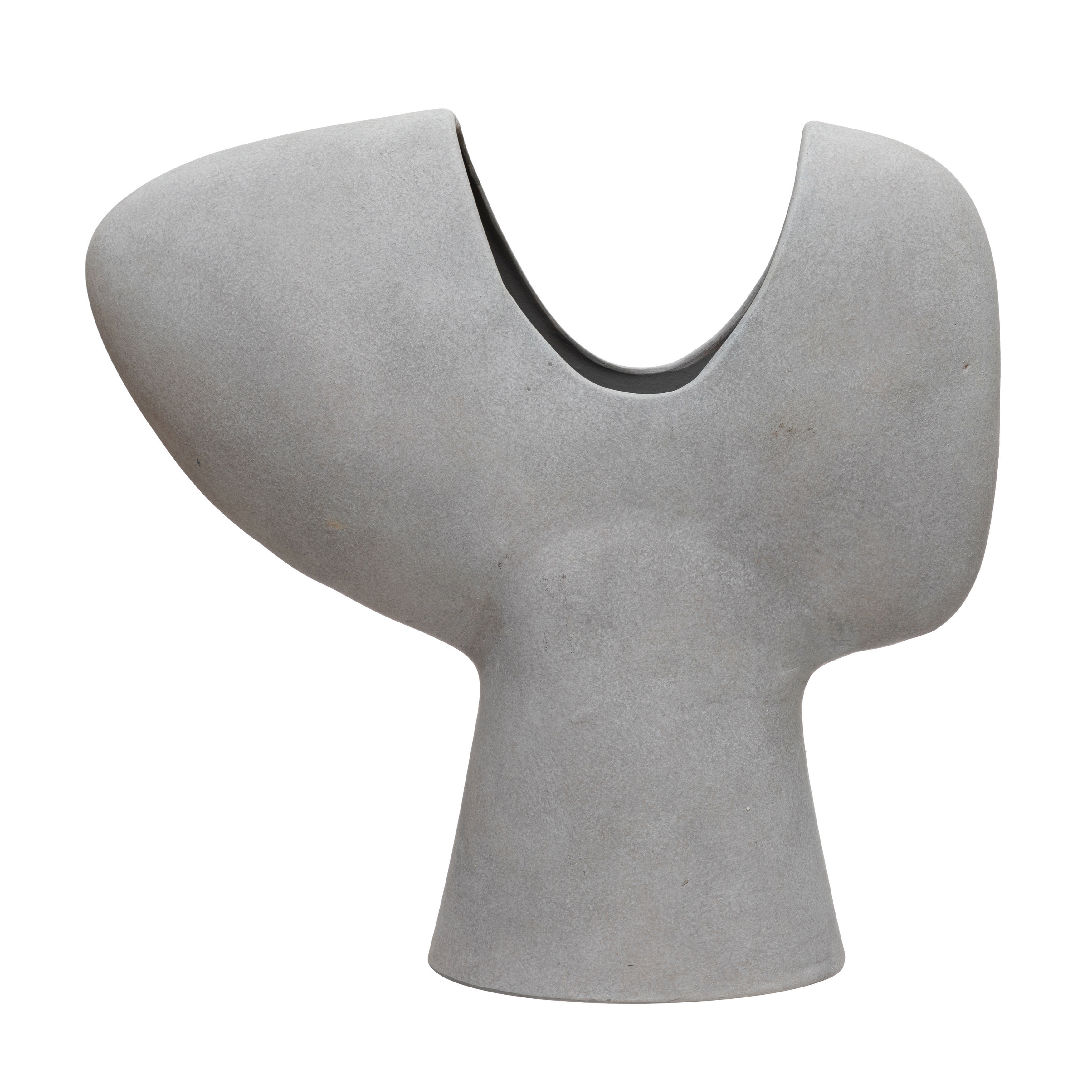 Terra-cotta Abstract Vase, Distressed Grey - Image 0