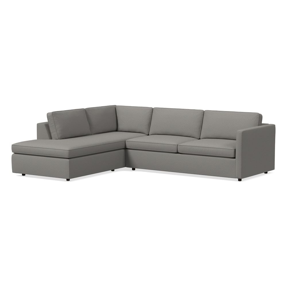 Harris 112" Left Multi-Seat Sleeper Sectional w/ Bumper Chaise, Chenille Tweed, Silver - Image 0
