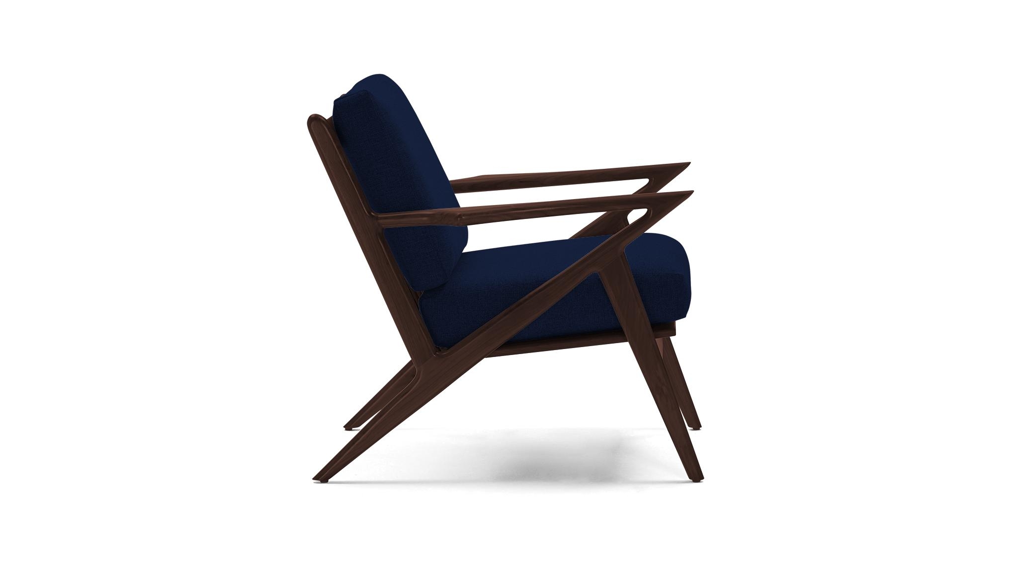Blue Soto Mid Century Modern Chair - Royale Cobalt - Walnut - Image 2