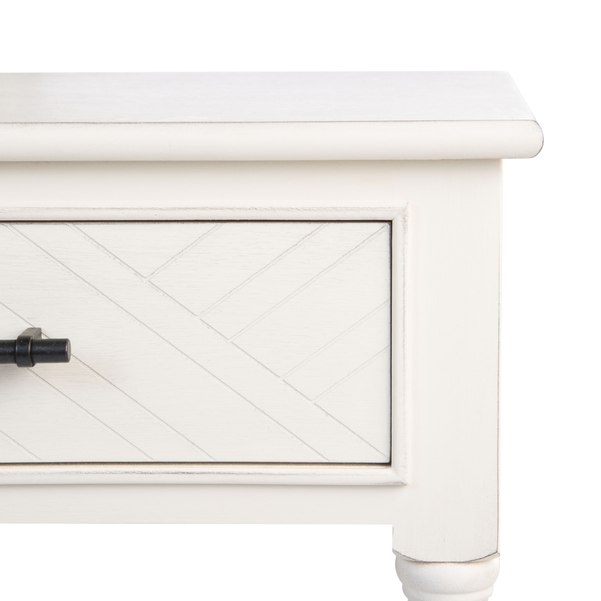 Peyton 1 Drawer Accent Table - Distressed White - Safavieh - Image 2