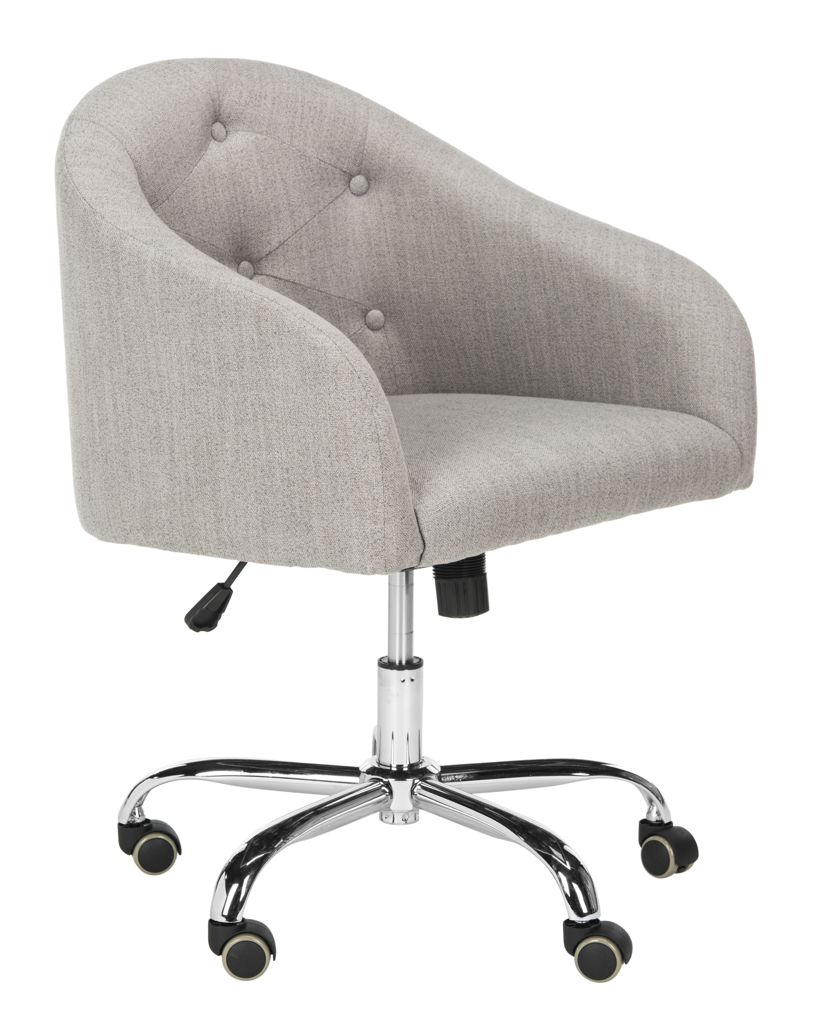 Amy Tufted Linen Chrome Leg Swivel Office Chair - Grey/Chrome - Arlo Home - Image 1