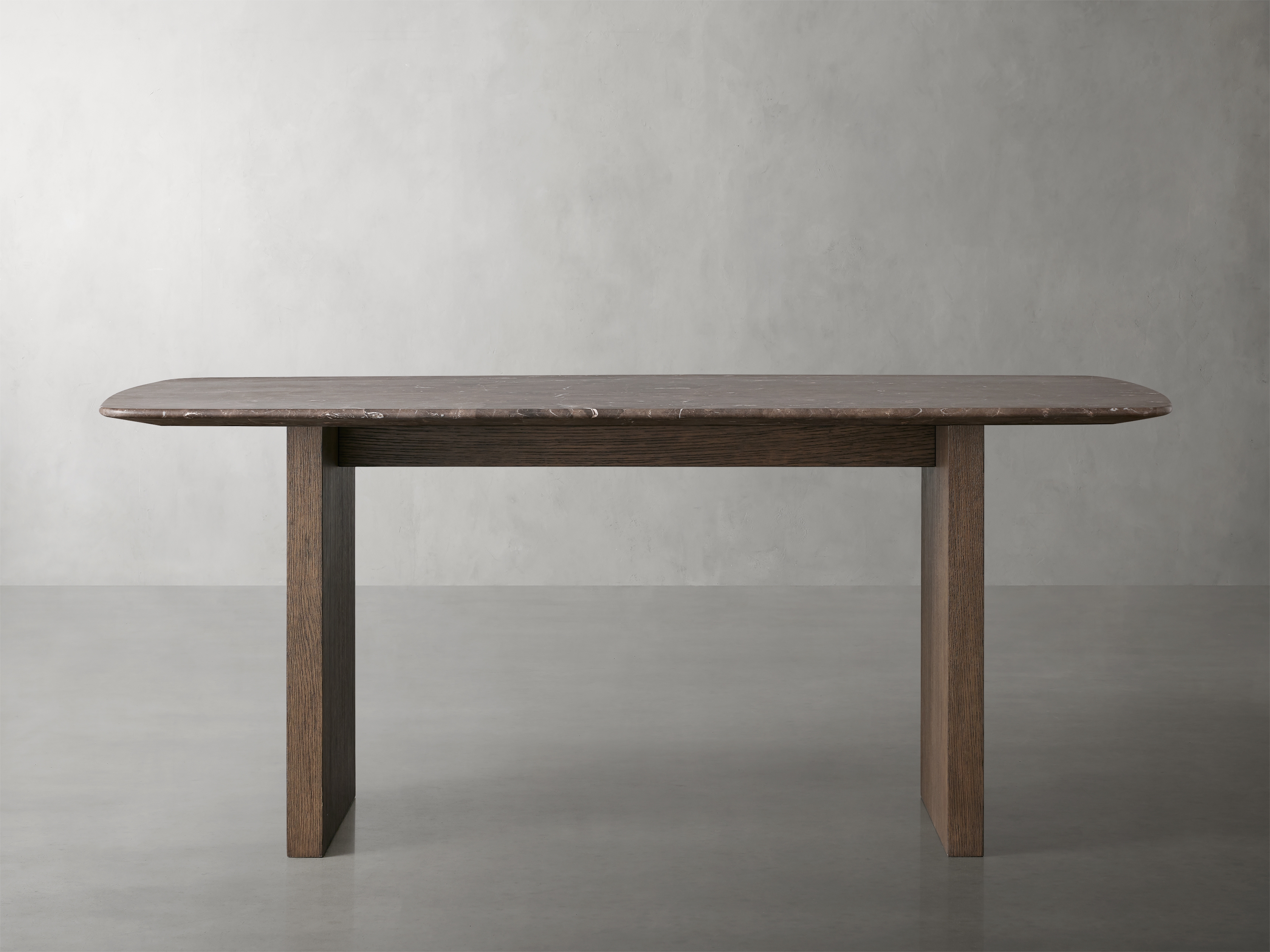 Saint Germain Top Dining Table with Wood Clement Base Stone in Brown  Espressso/Chestnut 84" - Image 0