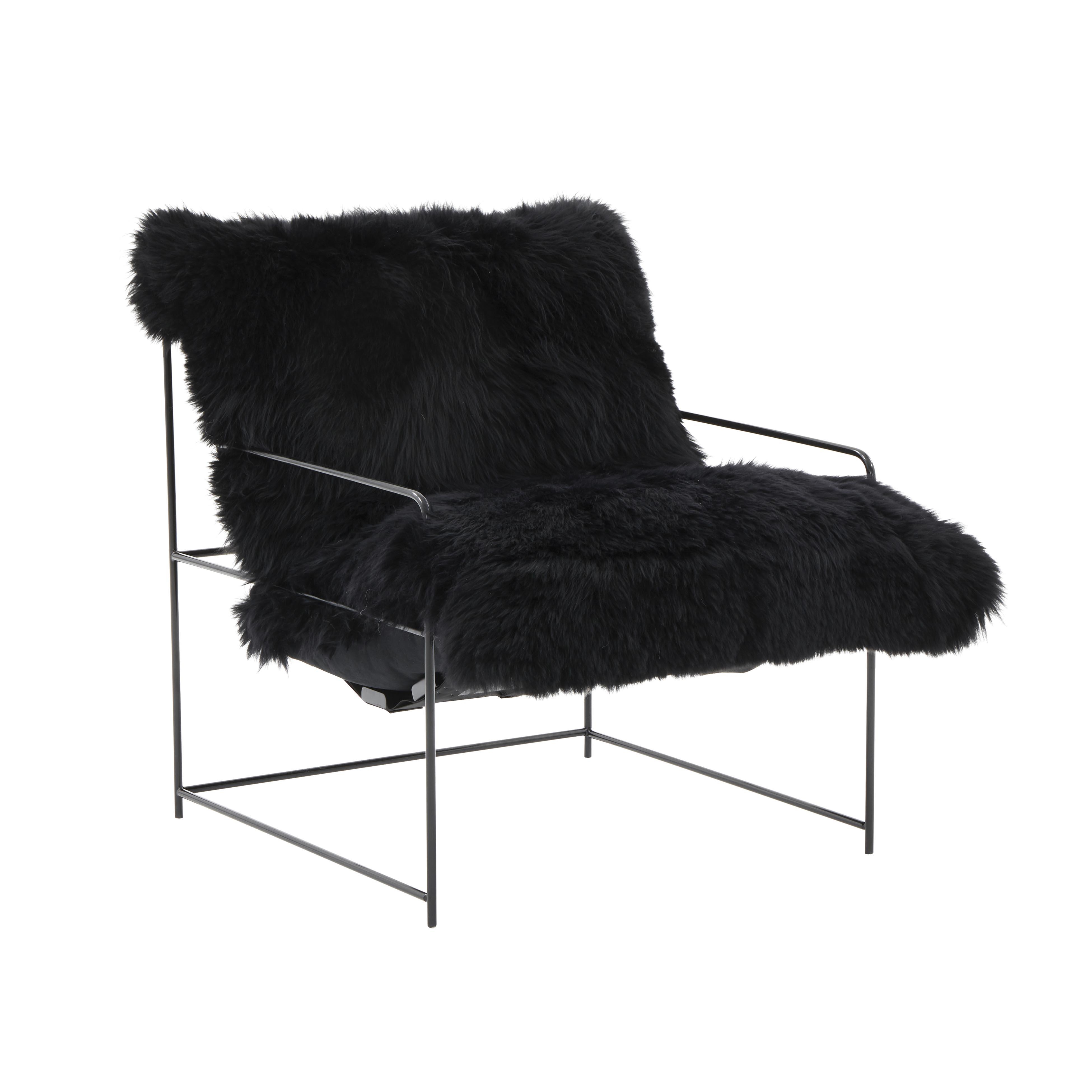 Kimi Black Genuine Sheepskin Chair - Image 0