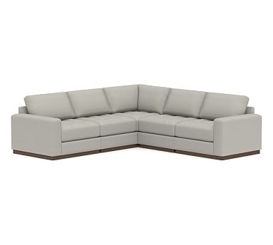 Axis Upholstered Tufted 5-Piece L-Shaped Sectional, Polyester Wrapped Cushions, Performance Boucle Pebble - Image 0