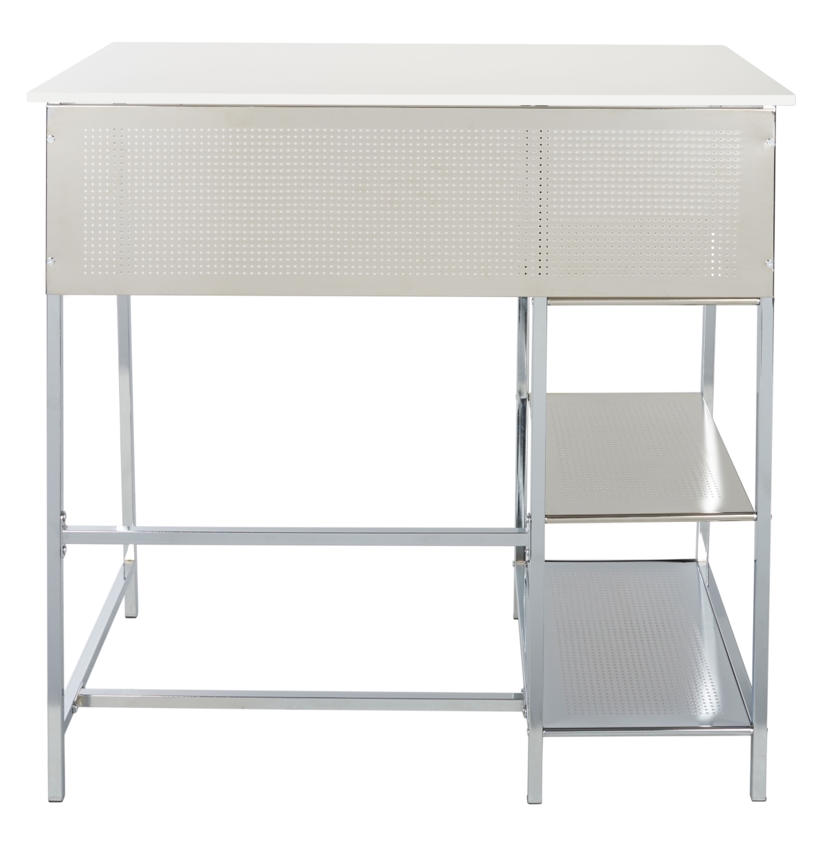 Hayden 3 Shelf Standing Desk - White / Chrome - Safavieh - Image 6