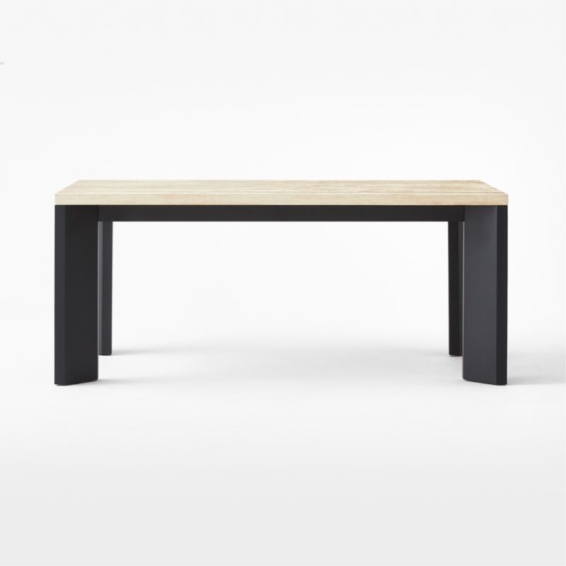 Sydney 72'" Rectangular Travertine Dining Table with Black Steel Legs - Image 1
