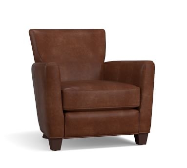 Irving Square Leather Recliner with Nailheads, Polyester Wrapped Cushions Churchfield Chocolate - Image 2