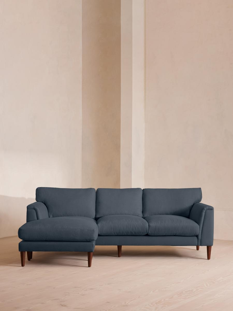 Reya Chaise-end Sofa, Linen, Prussian Blue, US - Image 0