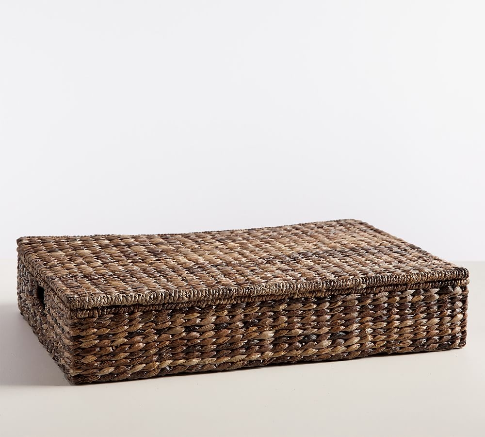 Seagrass Lidded Underbed Basket, Havana Oak - Image 0