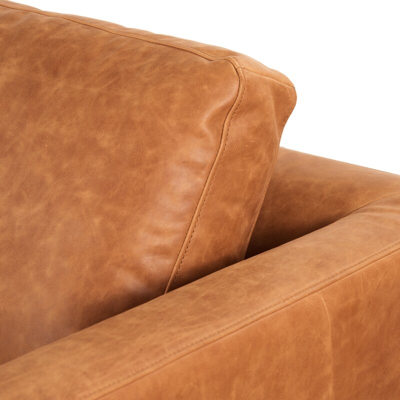 Swilley 90" Genuine Leather Square Arm Sofa, Black & Cognac - Image 5