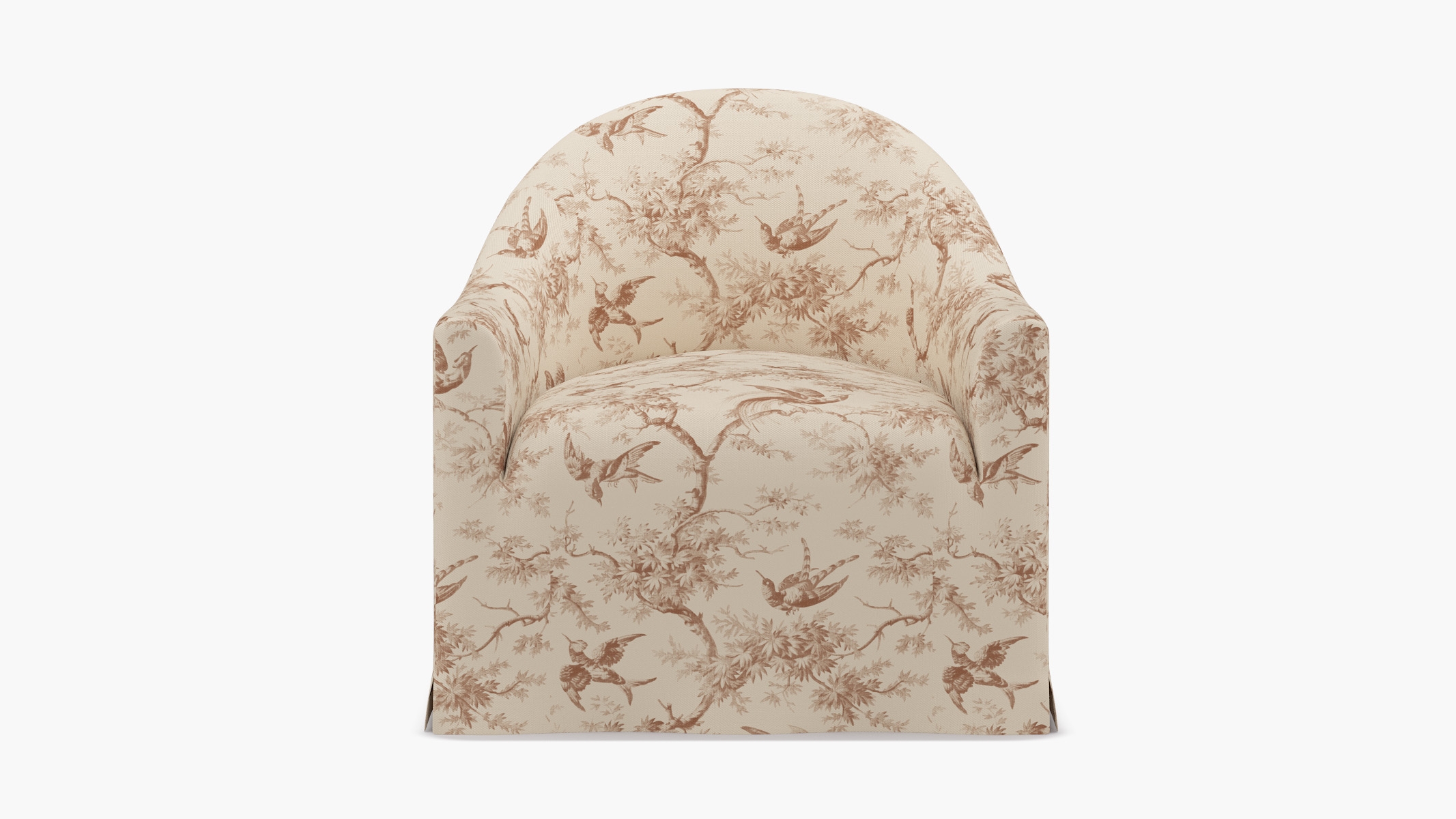 Slipcover Swivel Chair, Terracotta Swallows - Image 0