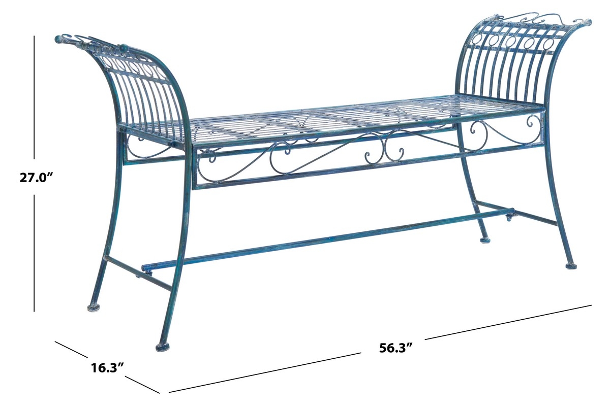 Hadley Bench - Mossy Blue - Safavieh - Image 7