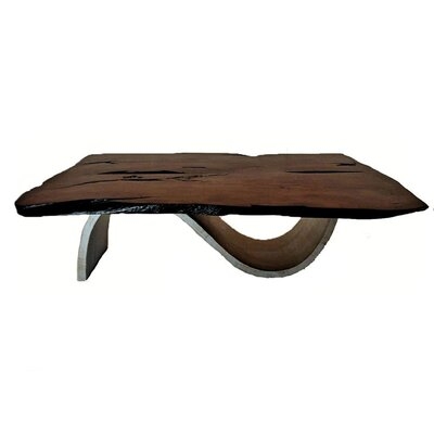 Rustic Elegant Coffee Table combining Contemporary wrought iron base with rectangular Live Edge Mesquite wood top - Image 0