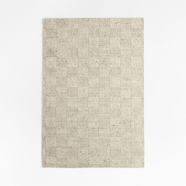 Chunky Squares Wool and Polyester Grey Kid's Performance Rug 9'x12' - Image 0